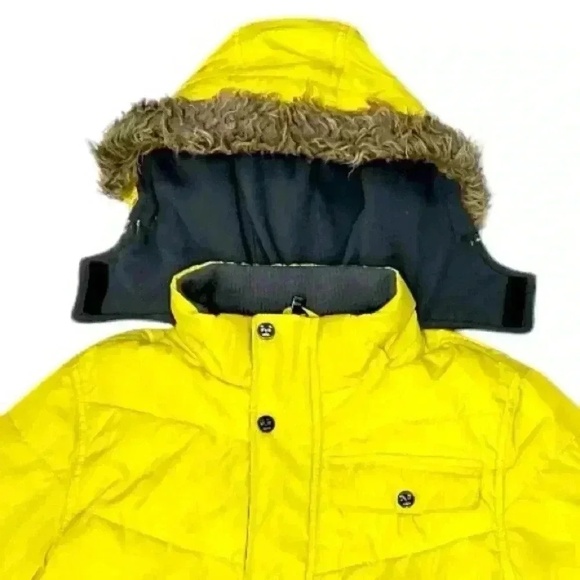 VERSACE 1969 SPORTIVO Big Boys Colorblock Down Jacket in Yellow & Black Sz 14/16 - Picture 5 of 11